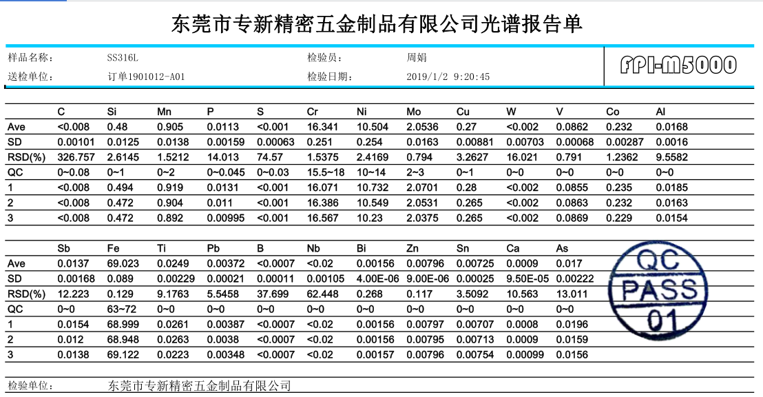 材料检测报告